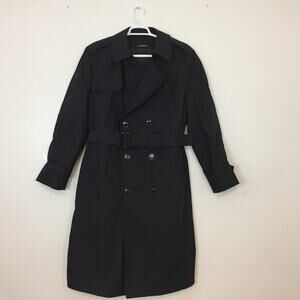 (F5) Garrison Collection Mens Army Trench Coat Size 36L Jacket Lined Belt Black